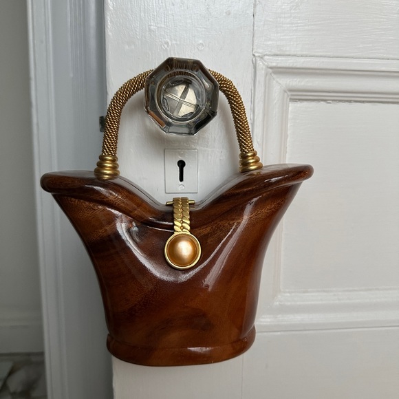 Timmy Woods Wooden Handmade Handbag with Gold Accents - Picture 9 of 10